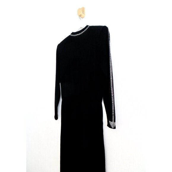 St. John By Marie Gray Knit Jumpsuit with Crystal Embellished Detail Black SZ 8 - Picture 5 of 9